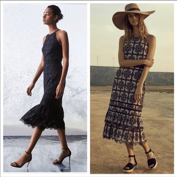 NWT Banana Republic black lace midi dress 4 - Picture 2 of 8